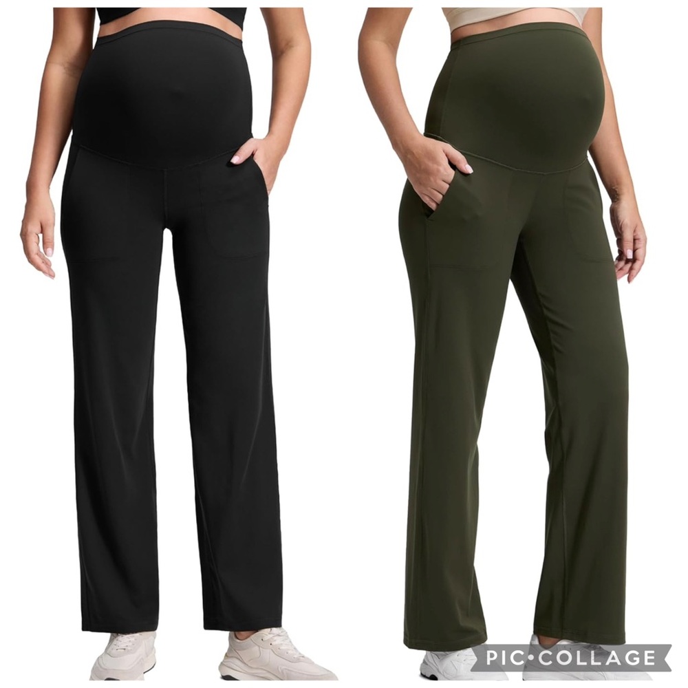 Lot of 2 CRZ YOGA Butterluxe Maternity Wide Leg Pants 31.5" - Over The Belly